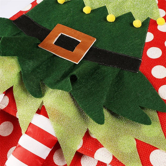 Premium festive Christmas tree skirt with a classic red and white polka dot design, adding elegant charm to your holiday decor.