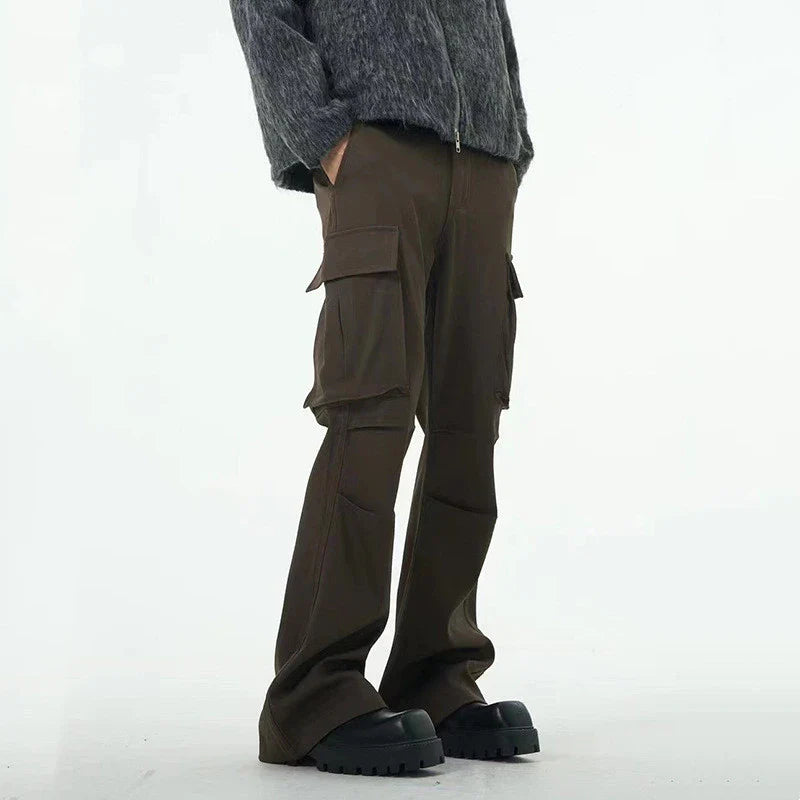 Premium British-made retro-style overalls with multiple pockets in a brown colour