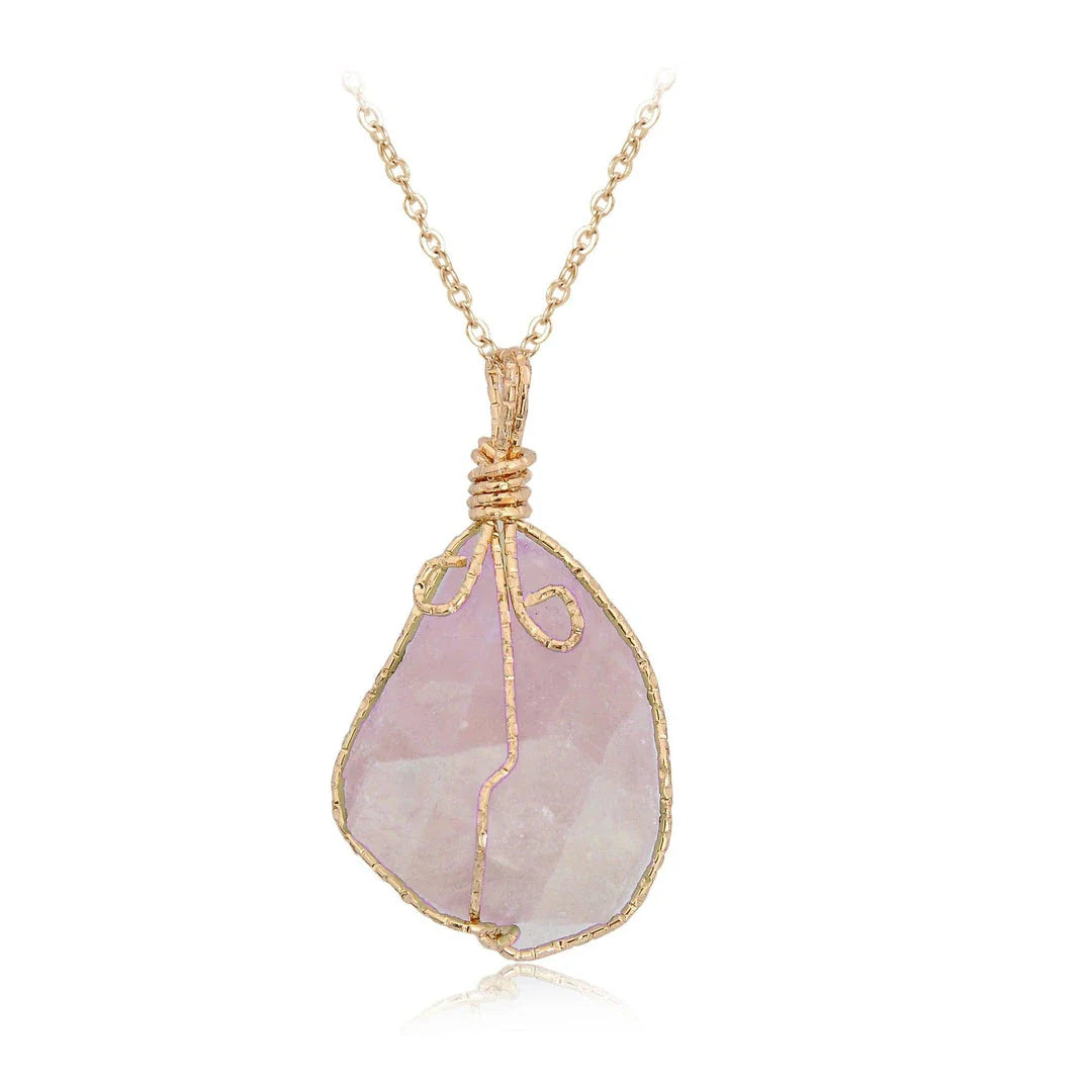 Handcrafted natural stone pendant necklace with irregular crystal for a distinctive and rustic charm