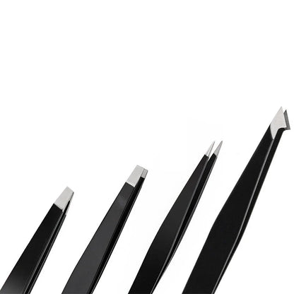 Premium 4-Piece Eyebrow Grooming Set with Precision Tweezers for Brow Shaping and Lash Application