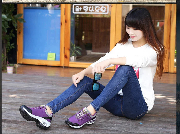 Premium synthetic leather and mesh outdoor hiking and walking shoes with waterproof, non-slip soles and cushioned midsoles for superior comfort and performance.