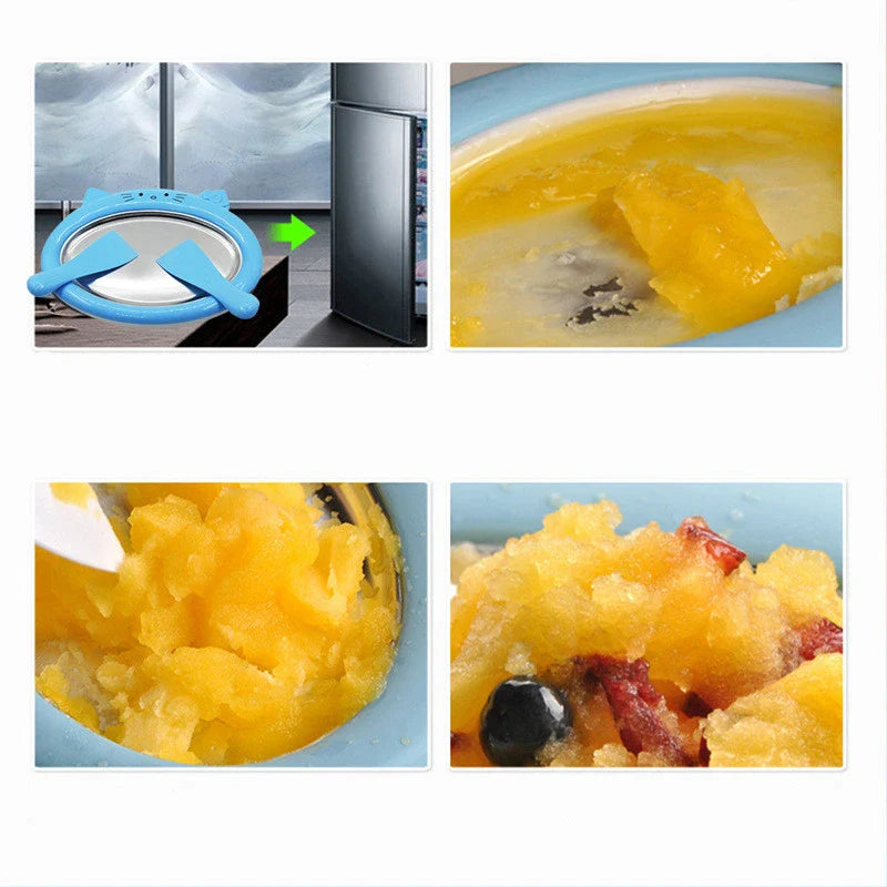 A pink fried ice cream maker tray, allowing you to create delicious homemade fried desserts with ease.
