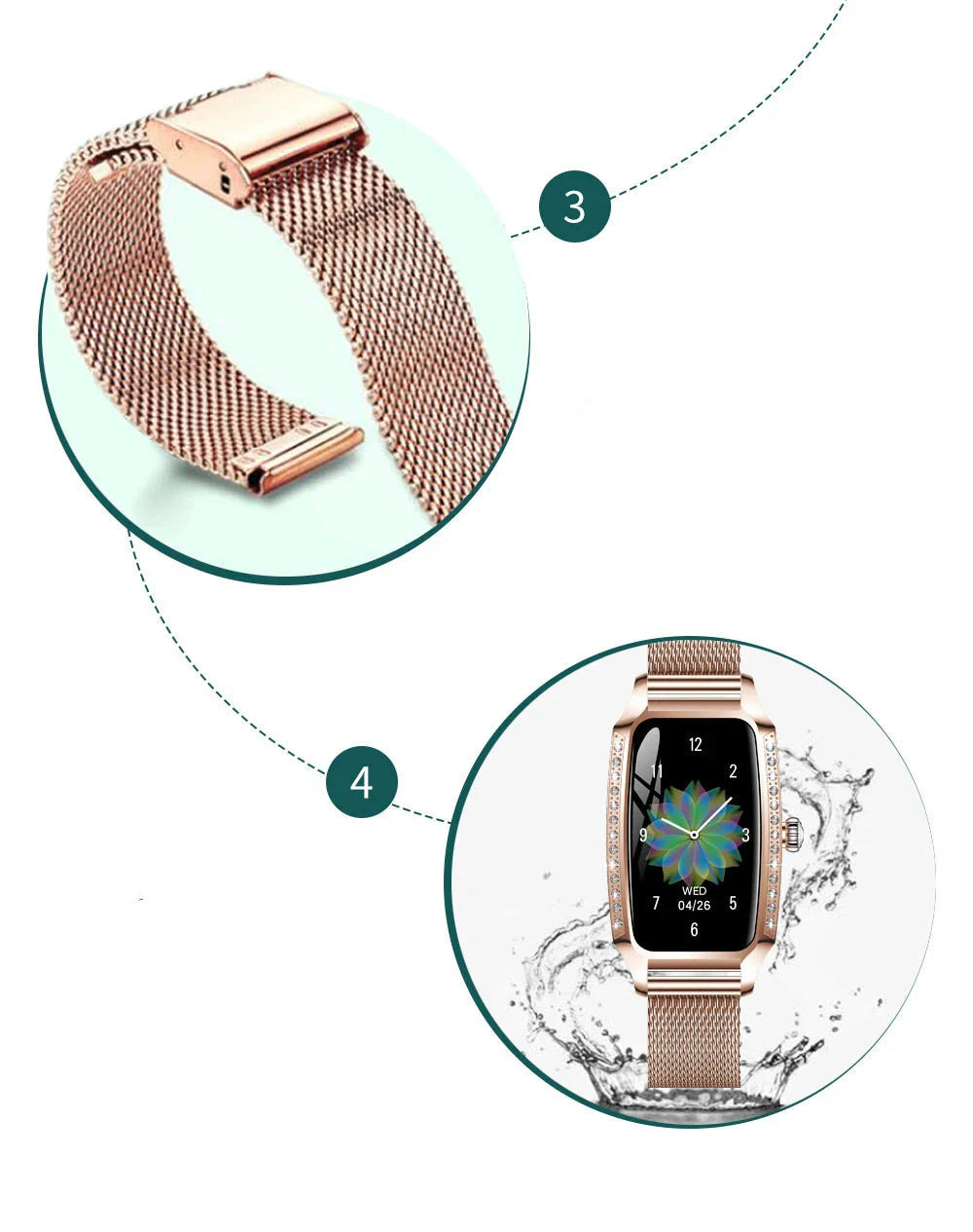 Premium stainless steel and zinc alloy heart rate and blood pressure monitoring smart watch with advanced health tracking features