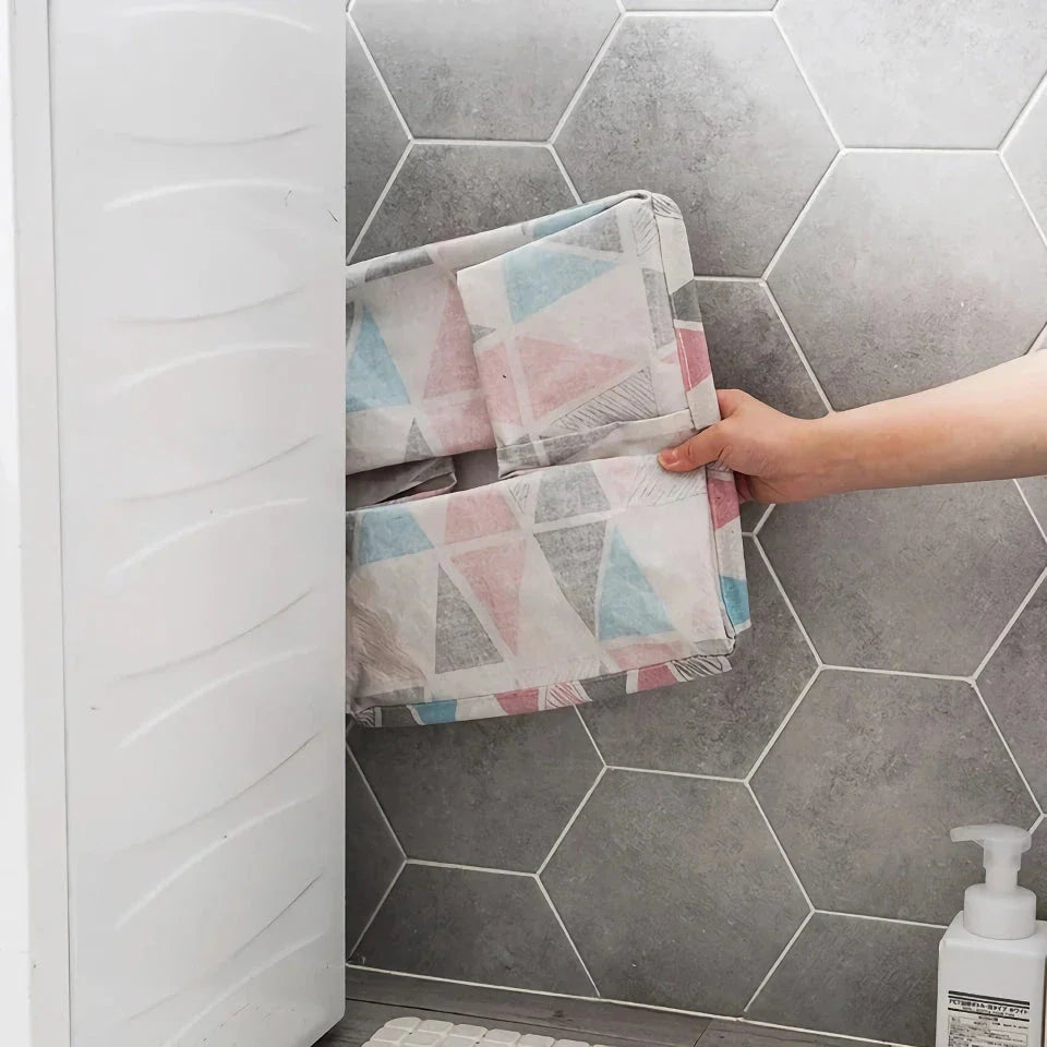 Eco-Friendly Folding Laundry Storage Basket with a stylish geometric pattern