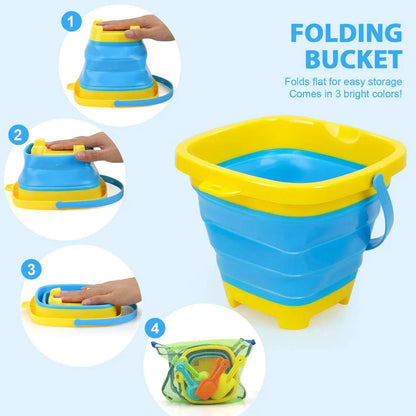 Collapsible Silicone Beach Bucket for Kids - Portable and Durable Summer Essential