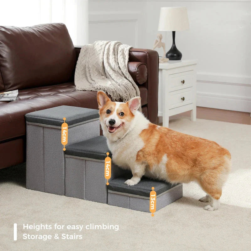 Durable 2-in-1 Pet Steps & Storage Ladder for Dogs and Puppies, made of high-quality wood with a hidden storage compartment