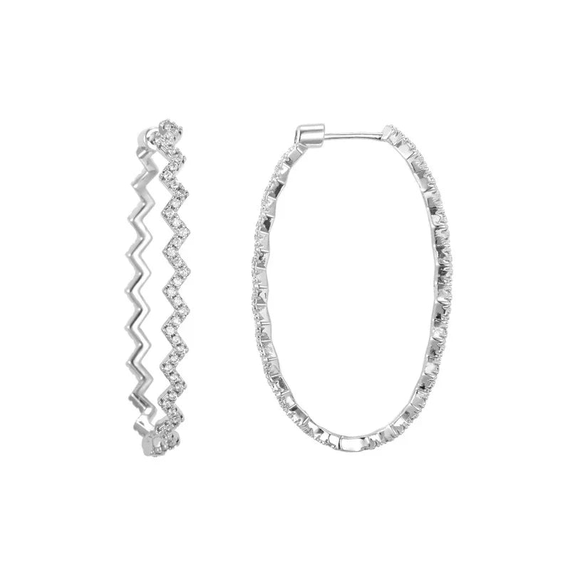 Mosan Diamond Wave Fashion Geometry Earrings in 925 silver plating and 18k platinum finish