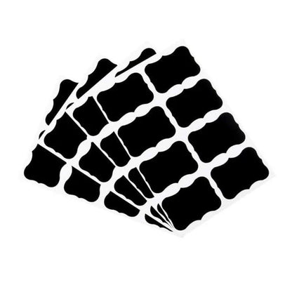 Premium black label decorative stickers for glass jars and bottles, perfect for organising pantries and decorating home bars
