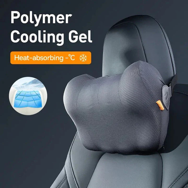 Premium car neck and lumbar support cushion with ergonomic 3D contoured design, memory foam and synthetic fibre for ultimate comfort