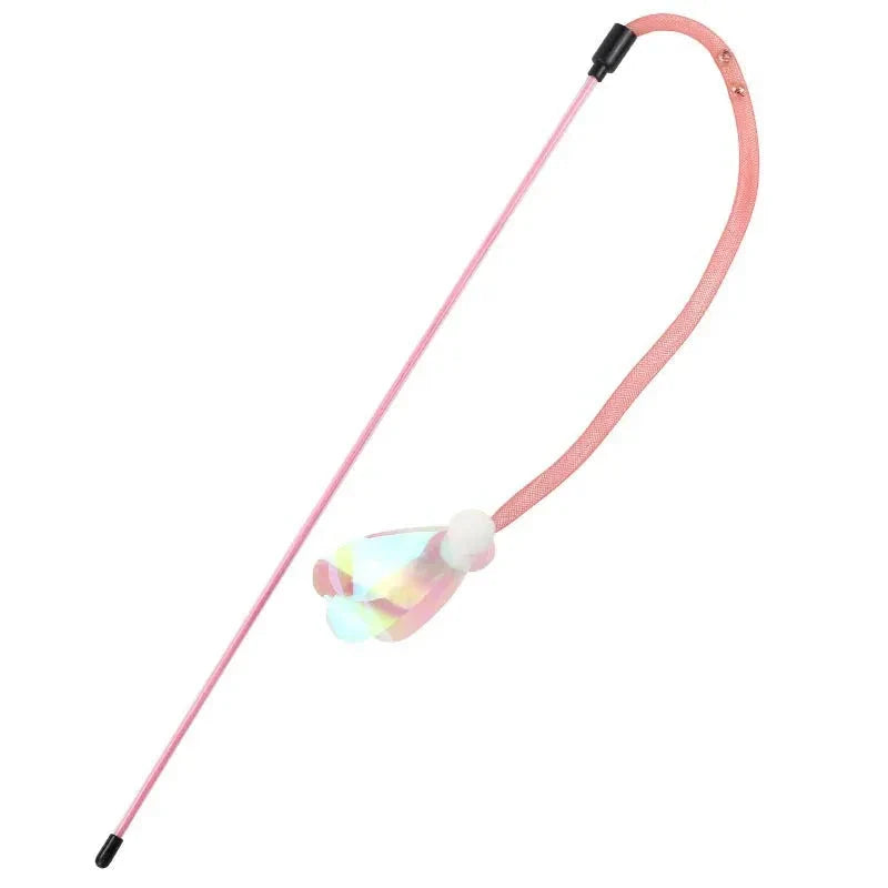 Interactive cat toy with butterfly teaser, bell, and wool ball for entertaining and engaging your feline companion