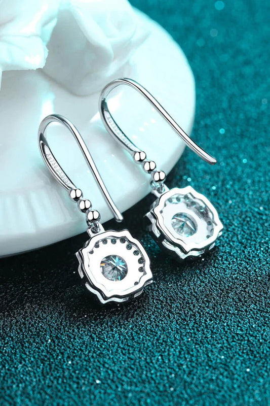 Pair of 925 sterling silver earrings featuring sparkling moissanite stones and zircon accents