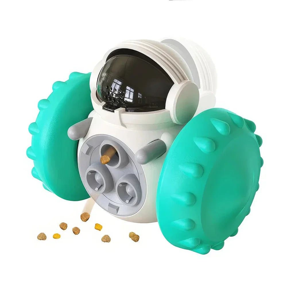 Durable dog tumbler treat dispenser toy in various vibrant colours for mental and physical stimulation