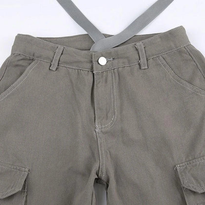 Premium quality grey straight loose jeans with multi-pockets for women, made from comfortable cotton denim fabric