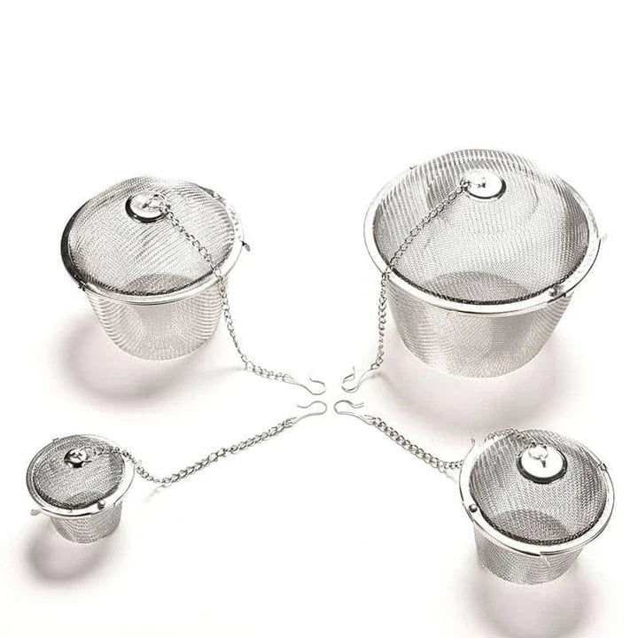 Premium stainless steel tea infuser with a reusable, bowl-shaped design for convenient and flavourful loose-leaf tea brewing
