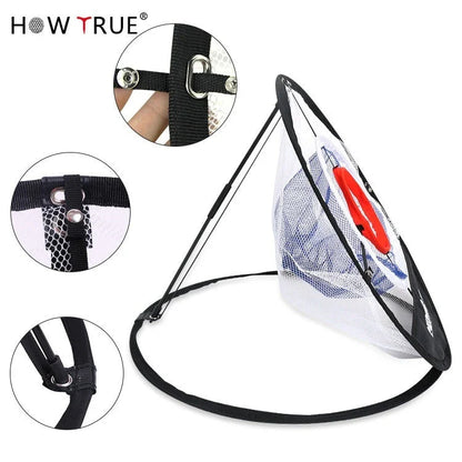Foldable golf practice net made of premium nylon material for indoor and outdoor use