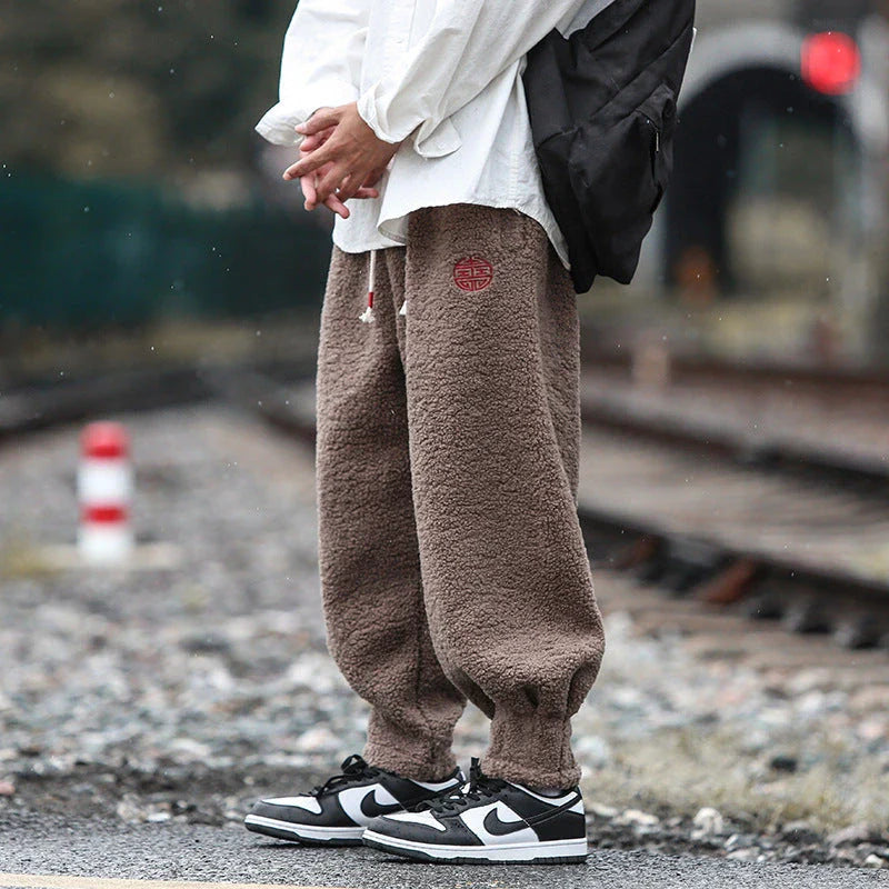 Men's Retro Style Loose Casual Trousers in a variety of colours, including milky white, brown, and black