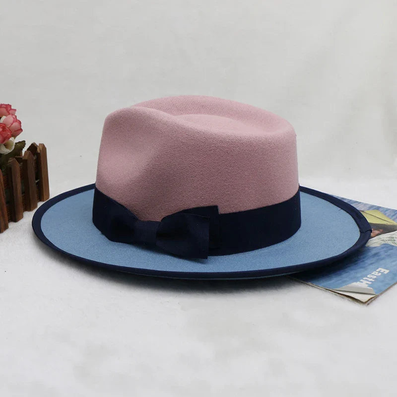 Premium Dual-Colour Felt Fedora Hat with Adjustable Size and Timeless Silhouette