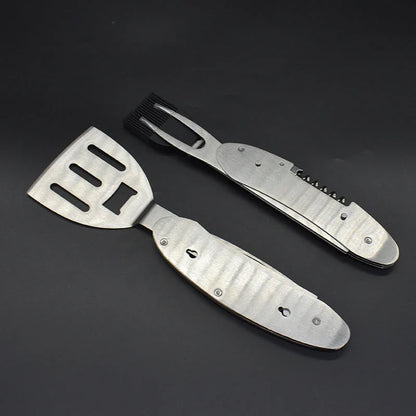 Premium 5-in-1 barbecue multi-tool with stainless steel construction and versatile grilling accessories