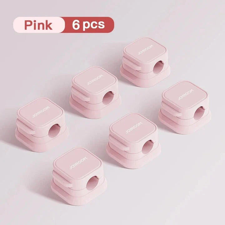 6-pack magnetic cable clips organiser with adjustable cord holder for desk, car, and home use