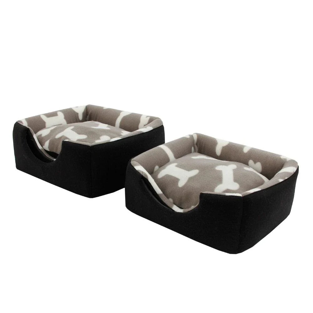 Premium pet bed with a charming bone print design, offering soft, breathable comfort and support for your canine companion