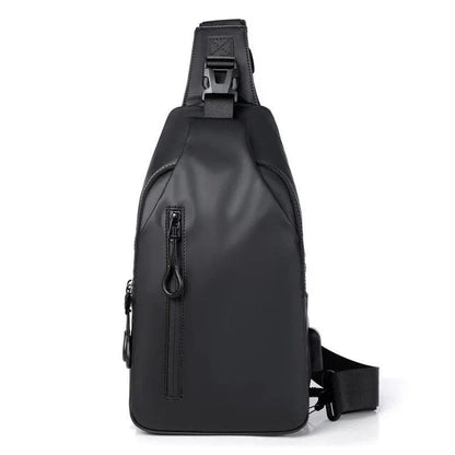 Versatile blue sling crossbody backpack for men with adjustable strap and spacious interior