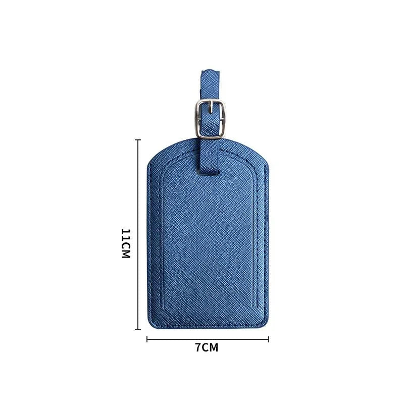 Premium PU leather luggage tag with secure strap and compact design for modern travellers