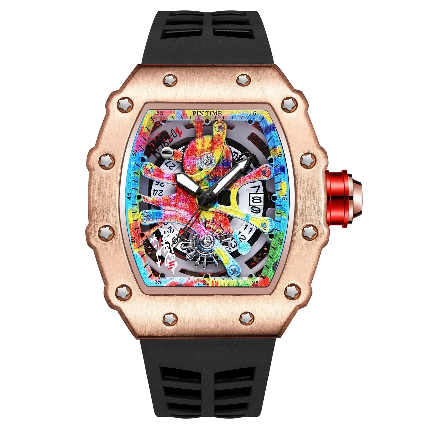 Quartz watch with a captivating tourbillon skeleton design, available in a range of sophisticated colour options