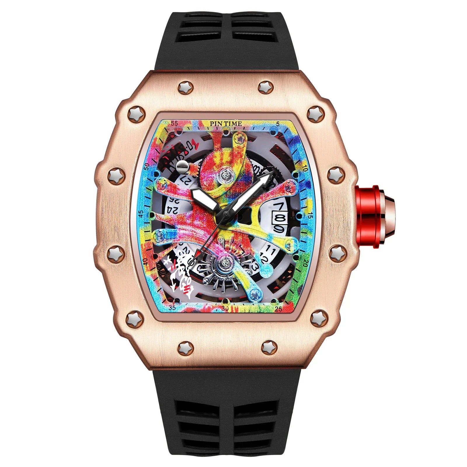Quartz watch with a captivating tourbillon skeleton design, available in a range of sophisticated colour options