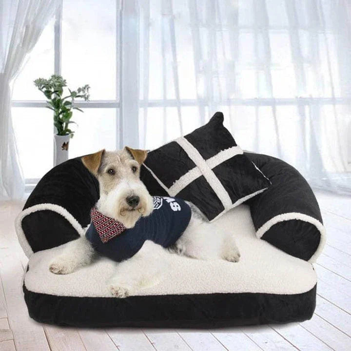 Luxury Comfy Pet Sofa Bed in multiple sizes, featuring plush fabric and modern design for ultimate relaxation and comfort for your furry friend.