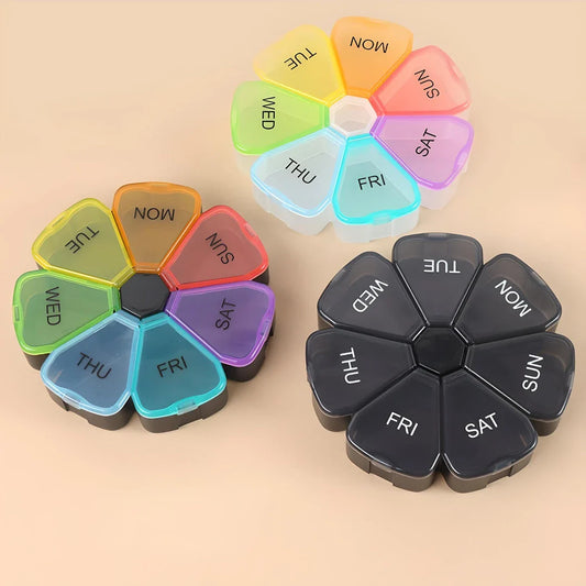 Compact 7-Day Travel Pill Organiser with Seven Individual Compartments for Medications and Supplements