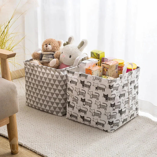 Eco-Friendly Folding Laundry Storage Basket with a stylish geometric pattern