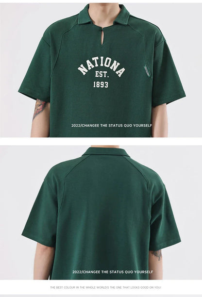 Premium half-sleeve cotton shirt with pearl collar in brown, melange grey, and dark green colours