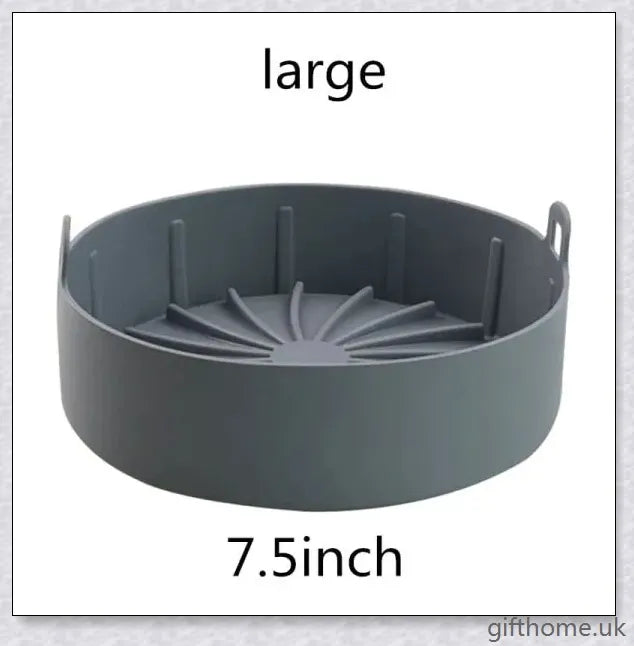 Premium silicone air fryer pot in brown and grey colours, suitable for various air frying and cooking tasks