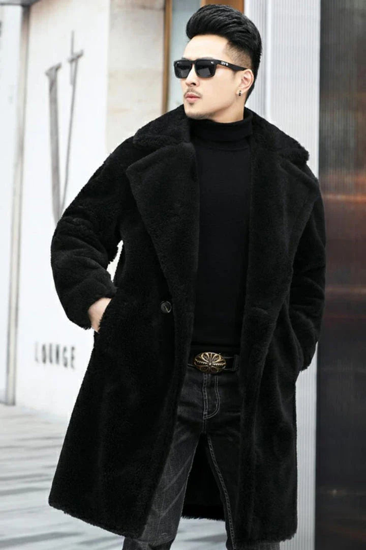 Premium British cashmere fur coat with tailored silhouette and stylish fur trim for exceptional winter warmth and elegance