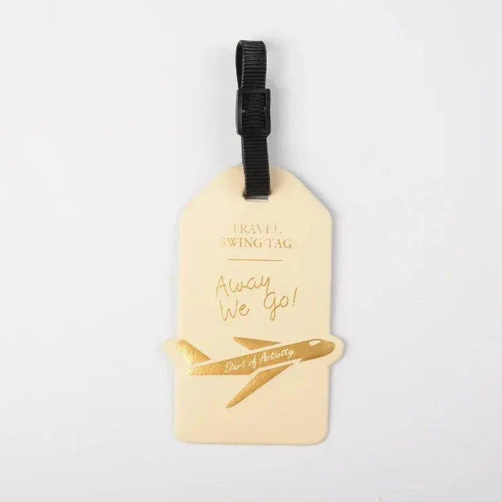 Premium PU leather luggage tag with elegant design and secure strap for UK travellers