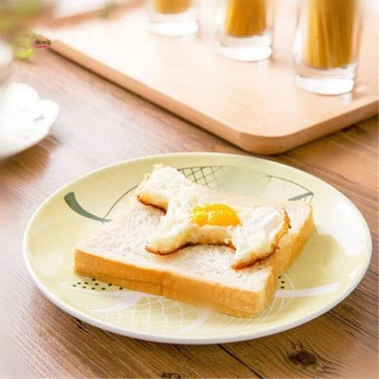 Premium stainless steel fried egg mould in various shapes including circle, flower, heart, and star