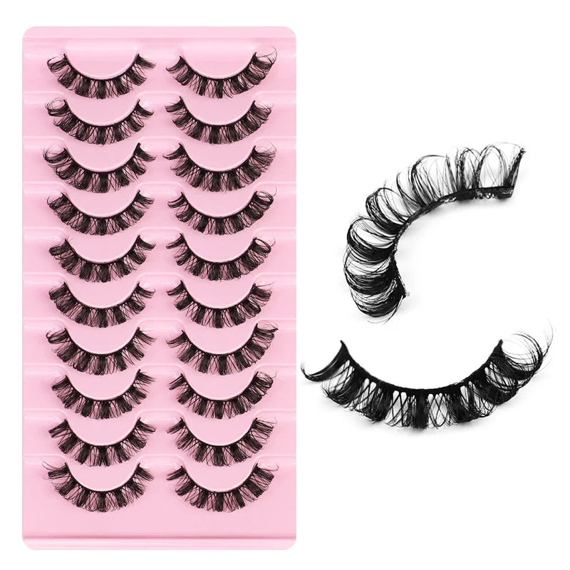 Premium synthetic false eyelashes with a sophisticated DD curve design and thick, volumised appearance for a captivating eye transformation