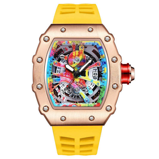 Quartz watch with a captivating tourbillon skeleton design, available in a range of sophisticated colour options