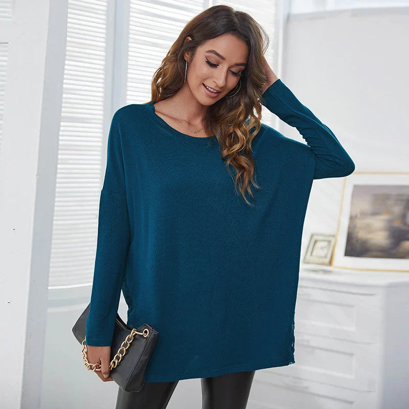 Stylish diamond lace patchwork t-shirt in various colours for everyday wear