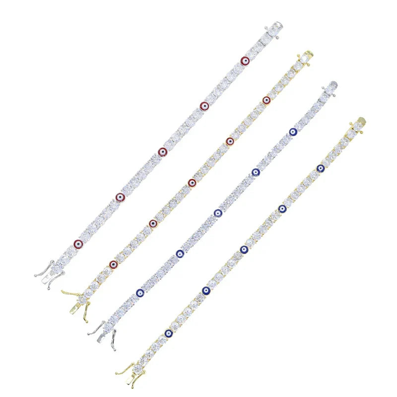 Elegant 5mm zircon tennis bracelet in silver or gold with adjustable length options