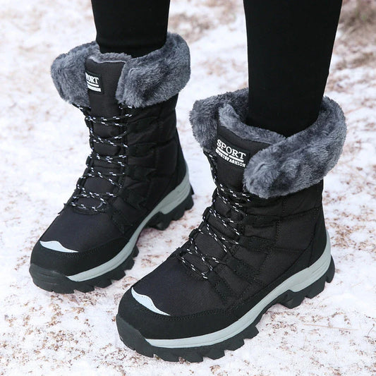 Premium cotton snow boots with waterproof design, plush lining, and non-slip outsole for women