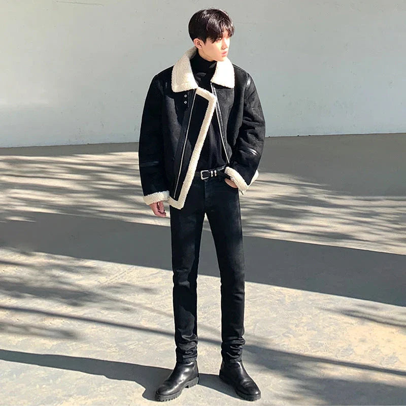 Premium casual lambswool jacket for stylish British gentlemen, featuring a zip-up design, timeless solid colour, and durable construction.