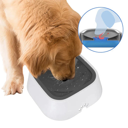1L Splash Proof Pet Water Bowl in grey, with floating design to prevent spills and keep floors dry