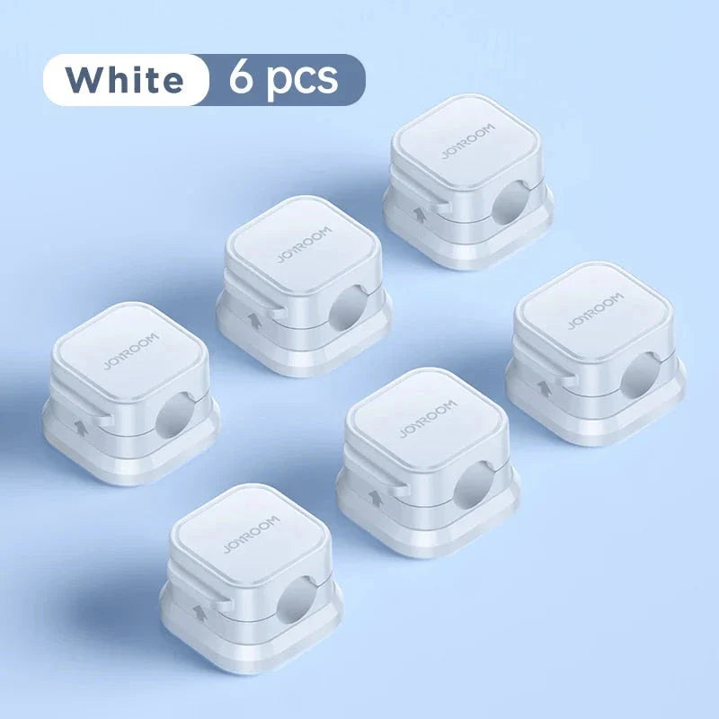 6-pack magnetic cable clips organiser with adjustable cord holder for desk, car, and home use