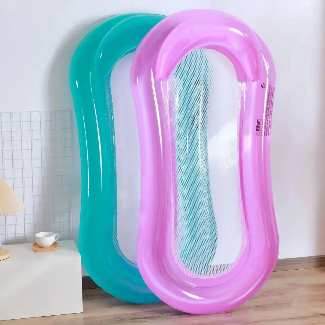 Premium inflatable water lounger with supportive backrest, perfect for relaxing in the pool or at the beach