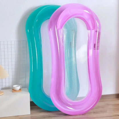Premium inflatable water lounger with supportive backrest, perfect for relaxing in the pool or at the beach