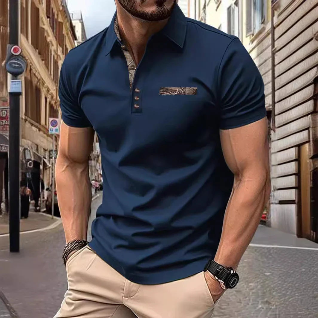 Premium short-sleeve sports shirt for men, featuring a button-down design and breathable, durable polyester fabric