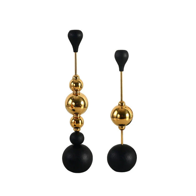 Elegant stainless steel and wooden candlestick set with a captivating design that creates a soothing ambience in any living space