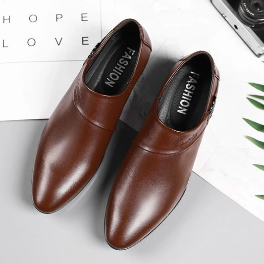 A pair of sophisticated men's leather shoes in black and brown, suitable for both casual and formal wear