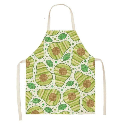 Stylish avocado-printed apron for British home cooks and bakers to protect their clothes while adding a touch of personality to the kitchen